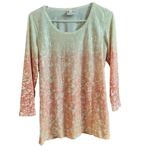 Nurture by Lamaze Tops - Nurture by Lamaze Cream and Orange Sequin Top Size Small